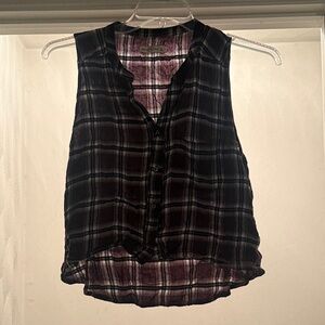 Abercrombie & Fitch Burgundy  Plaid Sleeveless Top
